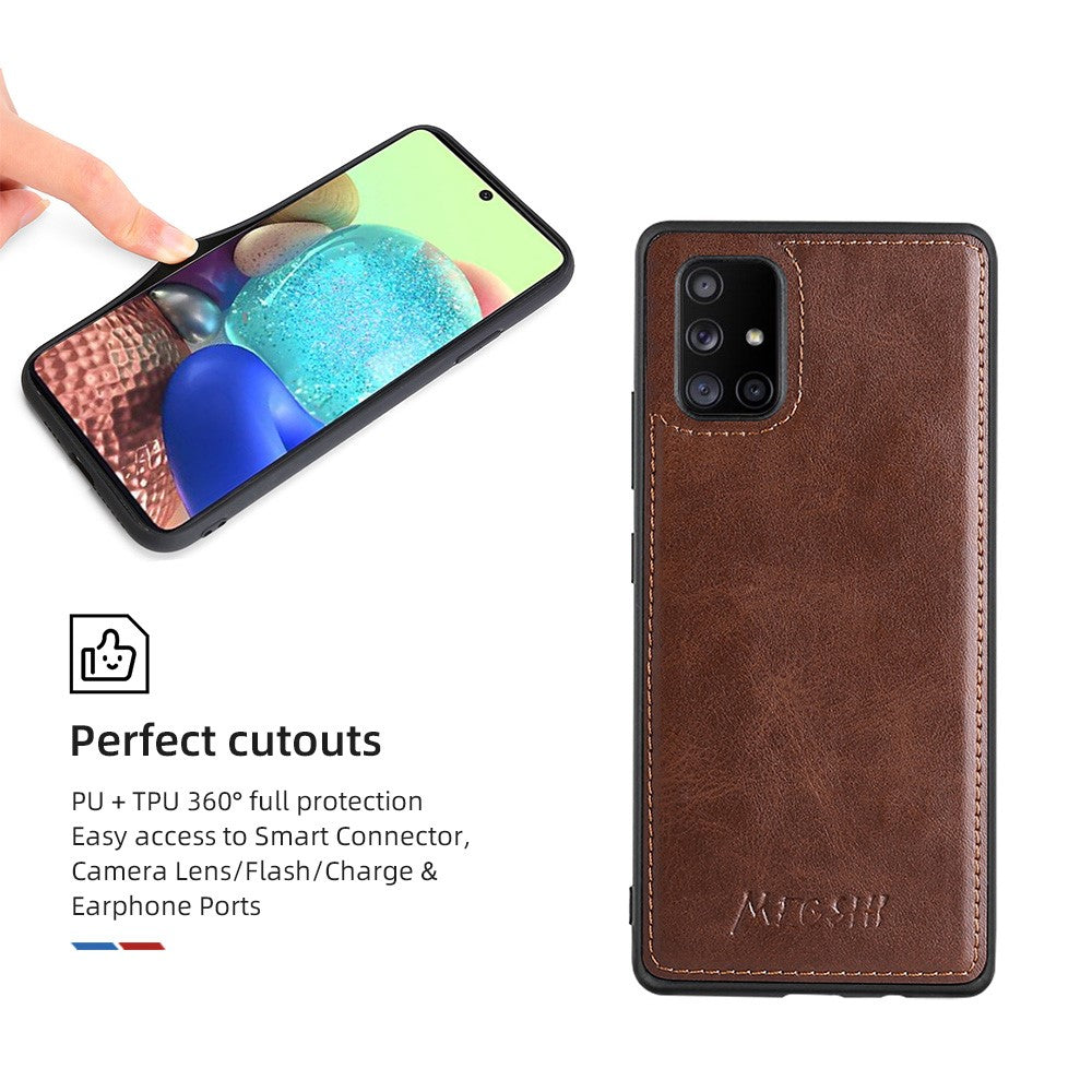 MEGSHI 020 Series Magnetic Absorption Wallet Anti-fall Detachable Design PU Leather TPU Case Shell with Long Strap for Samsung Galaxy A71 5G SM-A716