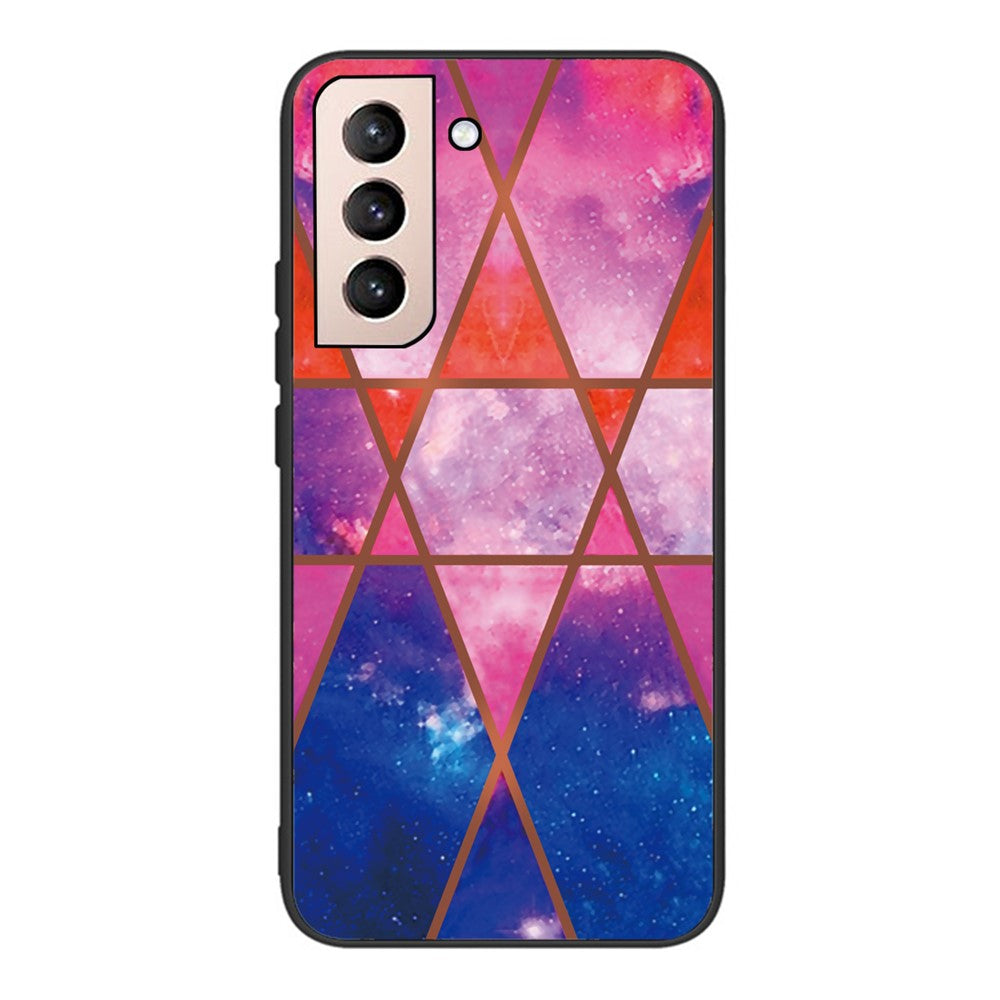 Marble Pattern Anti-drop Anti-scratch Tempered Glass + TPU Phone Back Cover Case for Samsung Galaxy S22 5G