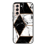 Marble Pattern Anti-drop Anti-scratch Tempered Glass + TPU Phone Back Cover Case for Samsung Galaxy S22 5G