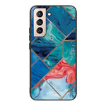 Marble Pattern Anti-drop Anti-scratch Tempered Glass + TPU Phone Back Cover Case for Samsung Galaxy S22 5G