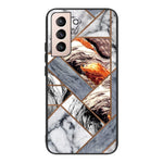 Marble Pattern Anti-drop Anti-scratch Tempered Glass + TPU Phone Back Cover Case for Samsung Galaxy S22 5G
