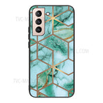 Marble Pattern Anti-drop Anti-scratch Tempered Glass + TPU Phone Back Cover Case for Samsung Galaxy S22 5G