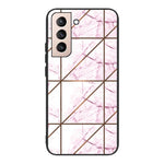 Marble Pattern Anti-drop Anti-scratch Tempered Glass + TPU Phone Back Cover Case for Samsung Galaxy S22 5G
