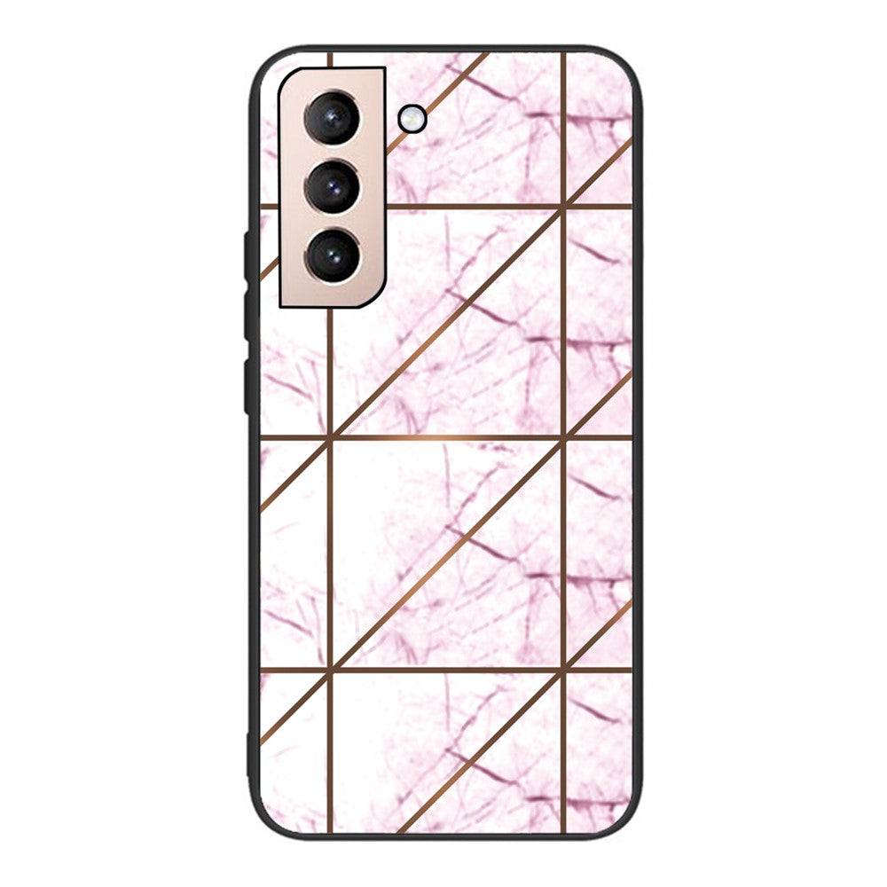 Marble Pattern Anti-drop Anti-scratch Tempered Glass + TPU Phone Back Cover Case for Samsung Galaxy S22 5G