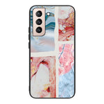 Marble Pattern Anti-drop Anti-scratch Tempered Glass + TPU Phone Back Cover Case for Samsung Galaxy S22 5G