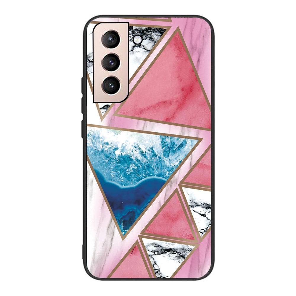 Marble Pattern Anti-drop Anti-scratch Tempered Glass + TPU Phone Back Cover Case for Samsung Galaxy S22 5G