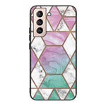 Marble Pattern Anti-drop Anti-scratch Tempered Glass + TPU Phone Back Cover Case for Samsung Galaxy S22 5G