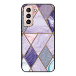 Marble Pattern Anti-drop Anti-scratch Tempered Glass + TPU Phone Back Cover Case for Samsung Galaxy S22 5G