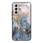 Marmor Mønster Anti-fald Anti-ridse Hærdet Glas + TPU Telefonbagcover Etui til Samsung Galaxy S22 5G