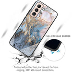 Marmor Mønster Anti-fald Anti-ridse Hærdet Glas + TPU Telefonbagcover Etui til Samsung Galaxy S22 5G