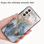 Marmor Mønster Anti-fald Anti-ridse Hærdet Glas + TPU Telefonbagcover Etui til Samsung Galaxy S22 5G