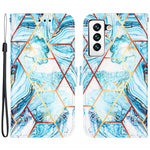 Marble Pattern Splicing Well-Protected Stylish Leather Case Wallet Stand Phone Cover with Handy Strap for Samsung Galaxy S22 5G