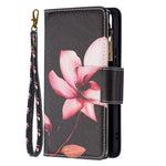 BF03 Pattern Printing Stand Design Zipper Pocket Leather Case Stand Phone Cover with Hand Strap for Samsung Galaxy S22 5G