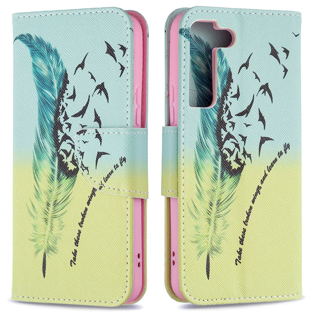 Stylish Pattern Printing PU Leather Wallet Case Stand Magnetic Closure Flip Cover for Samsung Galaxy S22 5G