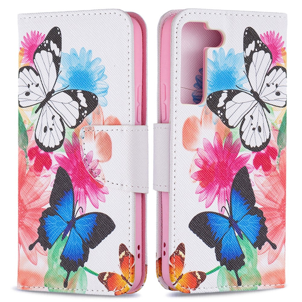 Stylish Pattern Printing PU Leather Wallet Case Stand Magnetic Closure Flip Cover for Samsung Galaxy S22 5G