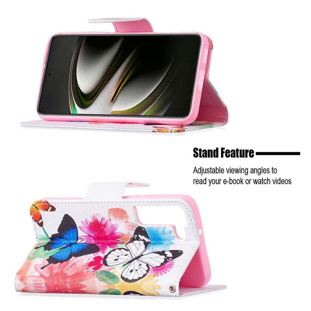 Stylish Pattern Printing PU Leather Wallet Case Stand Magnetic Closure Flip Cover for Samsung Galaxy S22 5G