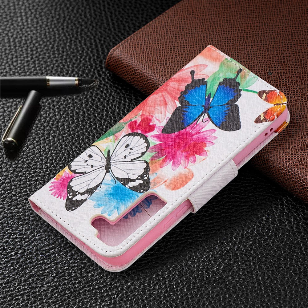 Stylish Pattern Printing PU Leather Wallet Case Stand Magnetic Closure Flip Cover for Samsung Galaxy S22 5G