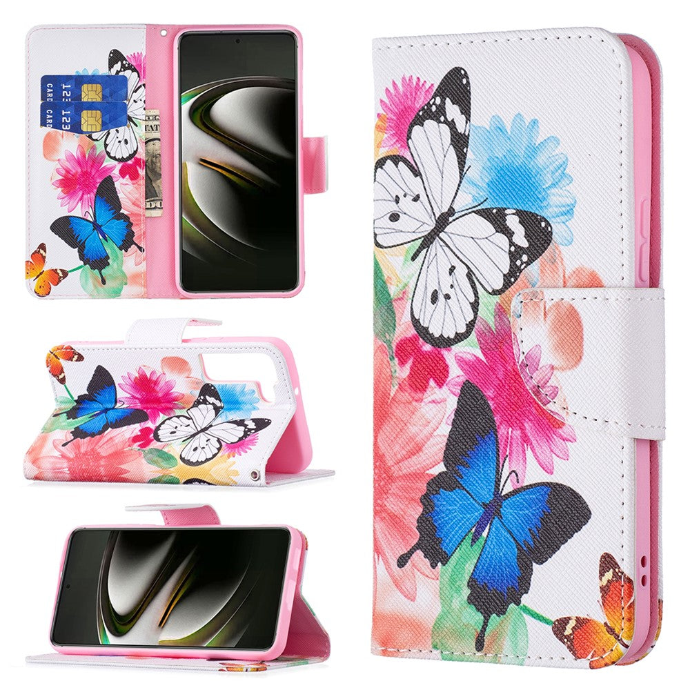 Stylish Pattern Printing PU Leather Wallet Case Stand Magnetic Closure Flip Cover for Samsung Galaxy S22 5G