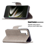 Butterfly Imprinted PU Leather Magnetic Flip Case Wallet Stand Shockproof Cover with Strap for Samsung Galaxy S22 5G