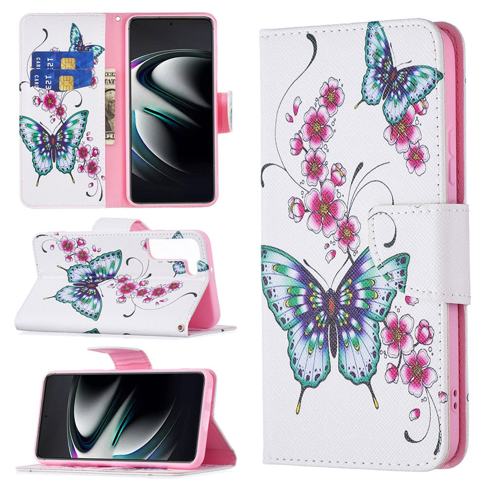 Pattern Printing PU Leather Flip Magnetic Cover Wallet Stand All-Round Protective Case for Samsung Galaxy S22+ 5G