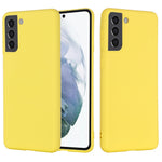 Solid Color Liquid Silicone Drop-resistant Phone Case Cover with Strap for Samsung Galaxy S22+ 5G