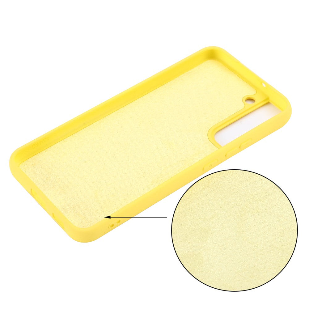 Solid Color Liquid Silicone Drop-resistant Phone Case Cover with Strap for Samsung Galaxy S22+ 5G
