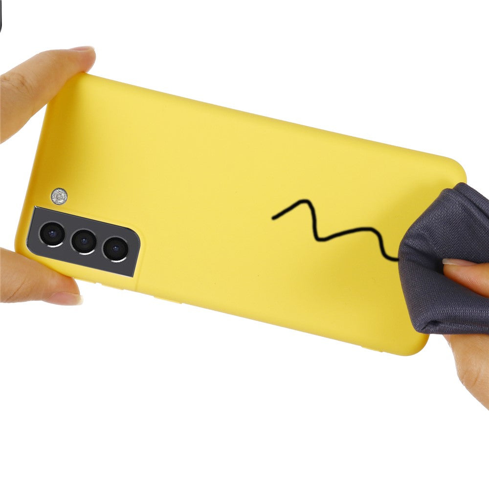 Solid Color Liquid Silicone Drop-resistant Phone Case Cover with Strap for Samsung Galaxy S22+ 5G