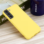 Solid Color Liquid Silicone Drop-resistant Phone Case Cover with Strap for Samsung Galaxy S22+ 5G