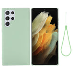 Liquid Silicone Microfiber Lining Mobile Phone Back Case Cover with Strap for Samsung Galaxy S22 Ultra 5G
