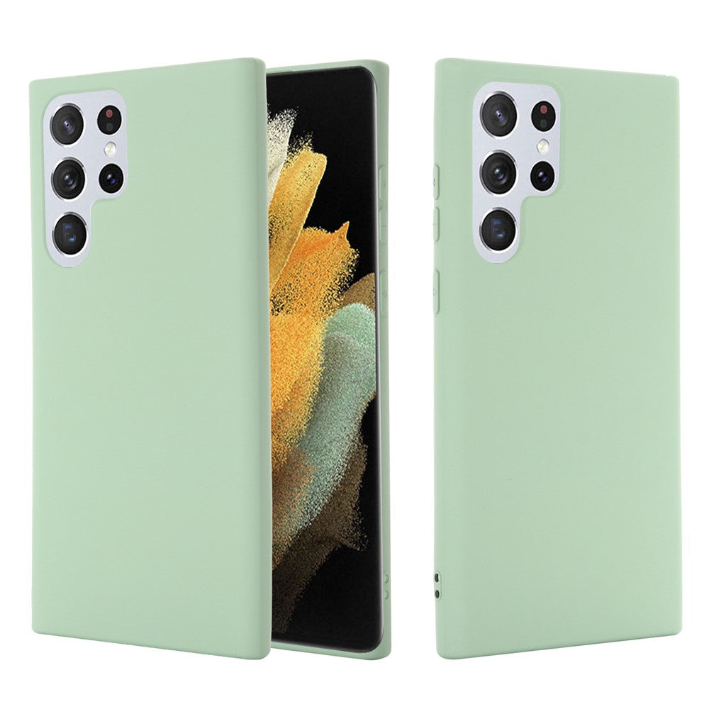 Liquid Silicone Microfiber Lining Mobile Phone Back Case Cover with Strap for Samsung Galaxy S22 Ultra 5G