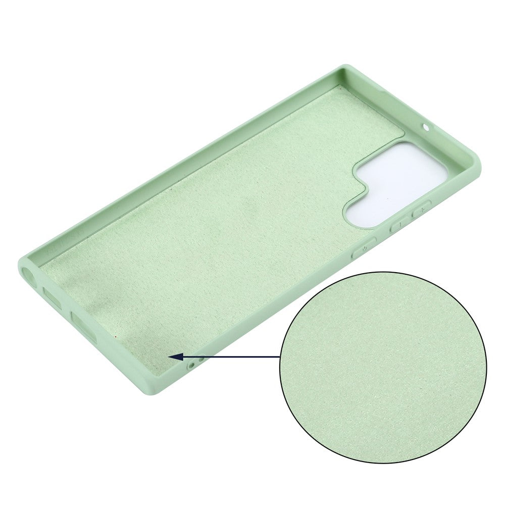 Liquid Silicone Microfiber Lining Mobile Phone Back Case Cover with Strap for Samsung Galaxy S22 Ultra 5G