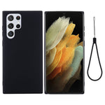 Liquid Silicone Microfiber Lining Mobile Phone Back Case Cover with Strap for Samsung Galaxy S22 Ultra 5G
