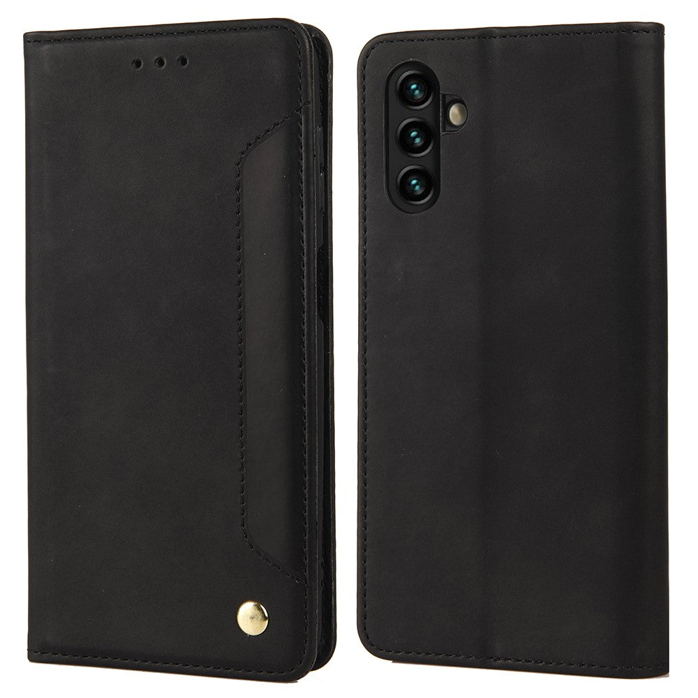 Flip-mobilskal Stötsäkert Företagsskal Reptåligt Skarvningsläder Plånboksskal för Samsung Galaxy A13 5G / A04s 4G (164,7 mm)