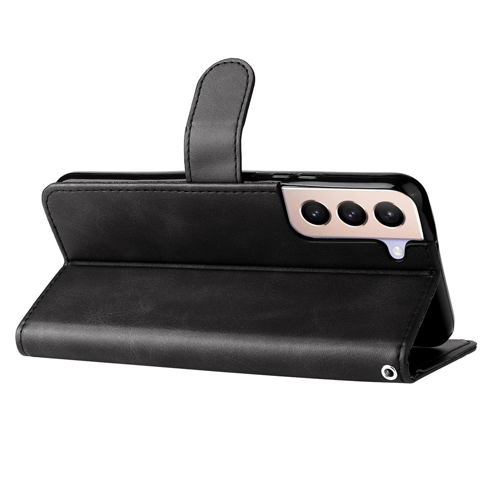 PU Leather Flip Case Zipper Pocket Design Wallet Phone Covering Shell for Samsung Galaxy S22+ 5G
