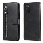 PU-lædertelefoncover - Drop-resistent Folio Flip Stand Wallet Etui med lynlåslomme til Samsung Galaxy A03s (164,2 mm)