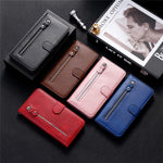PU-lædertelefoncover - Drop-resistent Folio Flip Stand Wallet Etui med lynlåslomme til Samsung Galaxy A03s (164,2 mm)