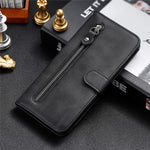 PU-lædertelefoncover - Drop-resistent Folio Flip Stand Wallet Etui med lynlåslomme til Samsung Galaxy A03s (164,2 mm)