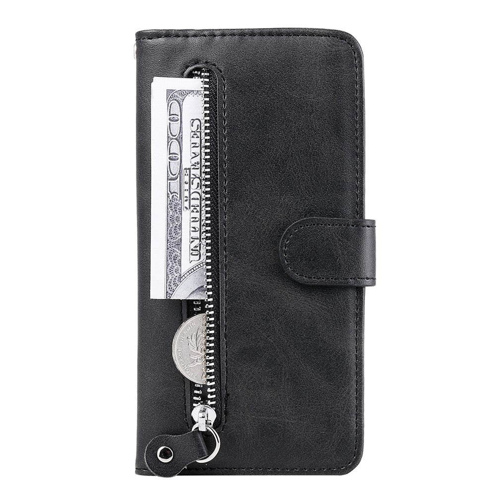 PU-lædertelefoncover - Drop-resistent Folio Flip Stand Wallet Etui med lynlåslomme til Samsung Galaxy A03s (164,2 mm)