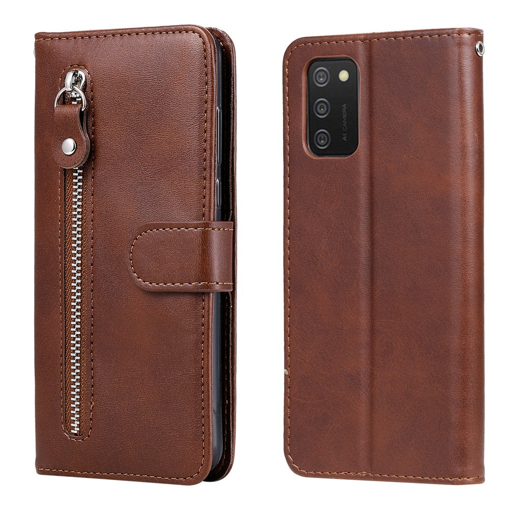 PU-lædertelefoncover - Drop-resistent Folio Flip Stand Wallet Etui med lynlåslomme til Samsung Galaxy A03s (164,2 mm)