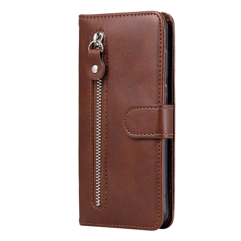 Folding PU Leather Phone Case Zipper Pocket Design Wallet Case with Adjustable Stand for Samsung Galaxy M52 5G