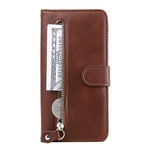 Folding PU Leather Phone Case Zipper Pocket Design Wallet Case with Adjustable Stand for Samsung Galaxy M52 5G