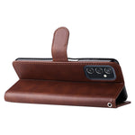 Folding PU Leather Phone Case Zipper Pocket Design Wallet Case with Adjustable Stand for Samsung Galaxy M52 5G