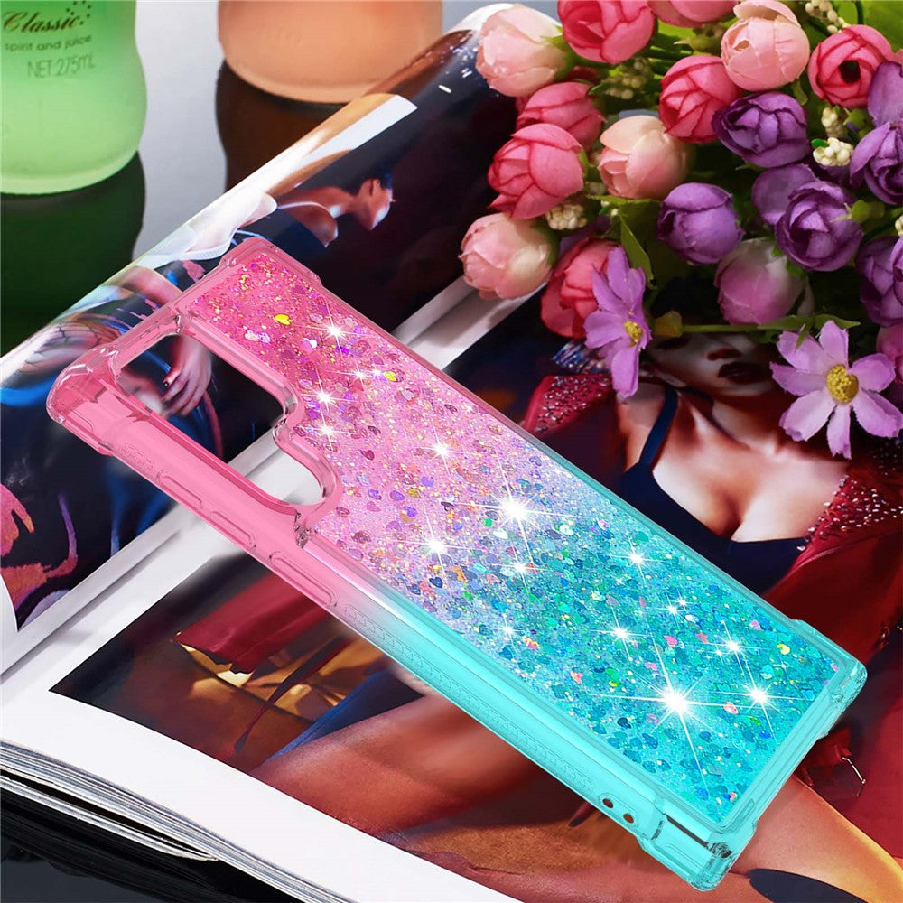 Gradient Quicksand Series Liquid Flowing Sparkle Reptåligt Mjukt TPU Mobilskal till Samsung Galaxy S22 Ultra 5G