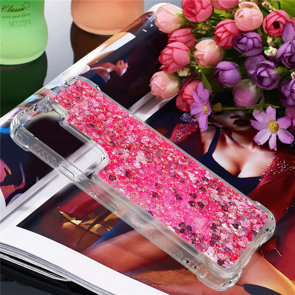 Soft TPU Clear Cover Moving Quicksand Glitter Cute Phone Case for Samsung Galaxy S22+ 5G