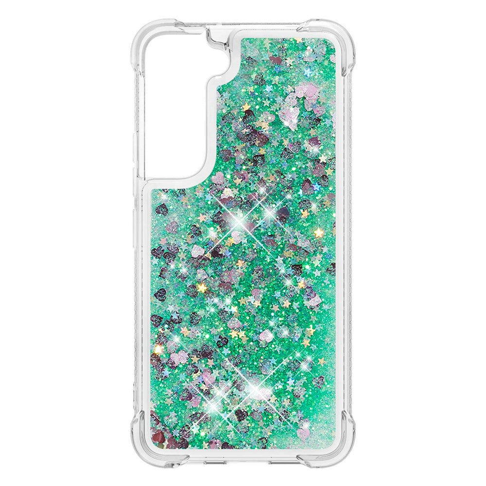 Blødt TPU-cover med gennemsigtigt bevægeligt kviksand og glitter til Samsung Galaxy S22+ 5G