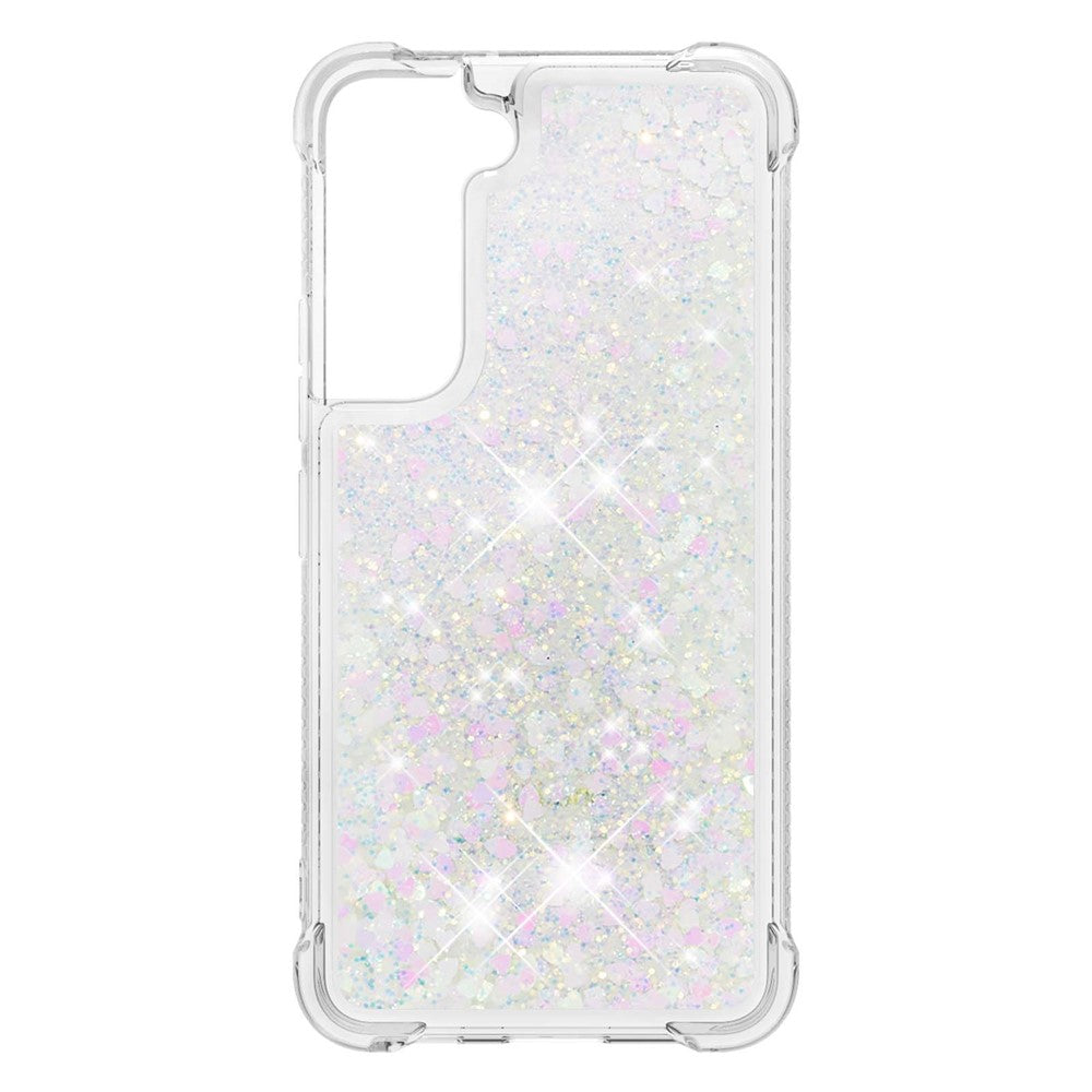 Blødt TPU-cover med gennemsigtigt bevægeligt kviksand og glitter til Samsung Galaxy S22+ 5G