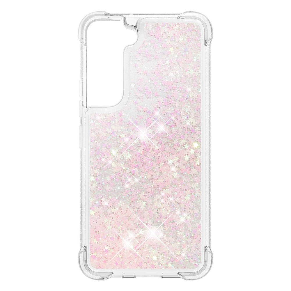 Blødt TPU-cover med gennemsigtigt bevægeligt kviksand og glitter til Samsung Galaxy S22+ 5G