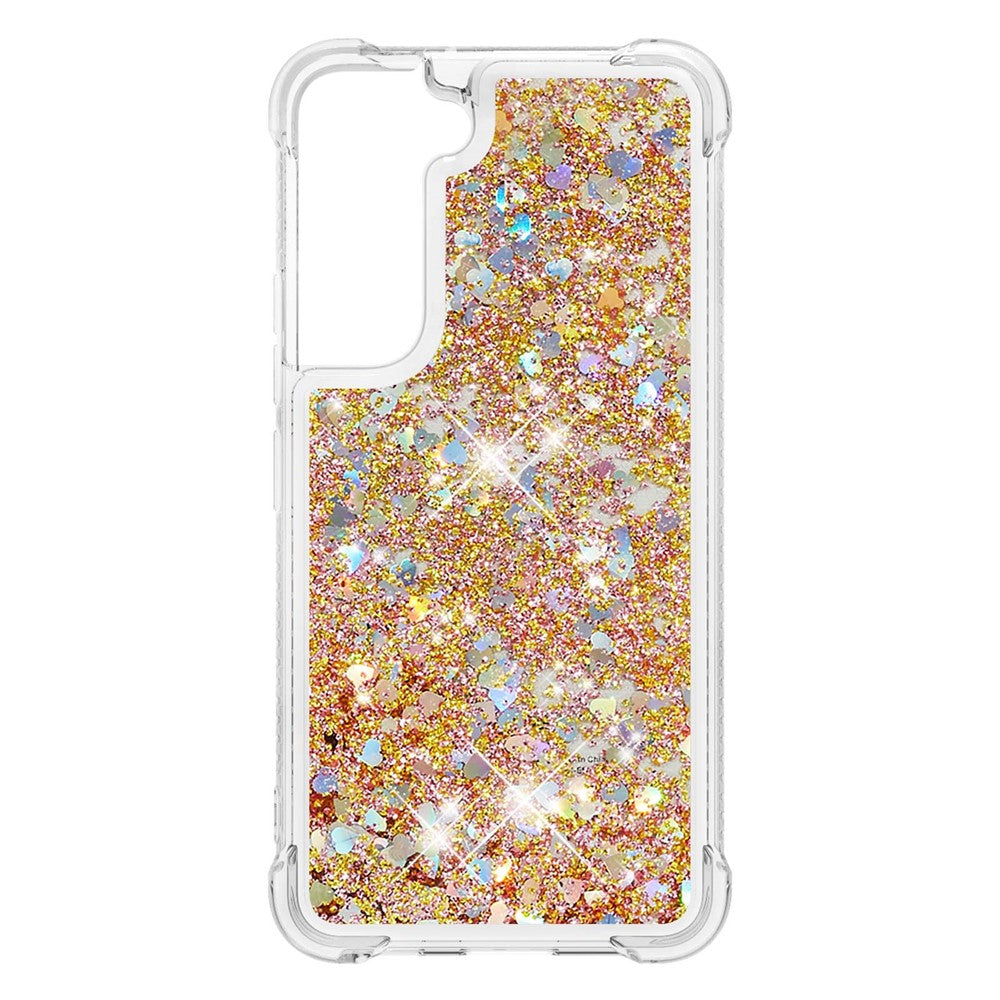 Blødt TPU-cover med gennemsigtigt bevægeligt kviksand og glitter til Samsung Galaxy S22+ 5G