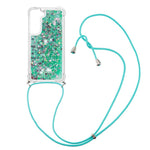 Glitter Quicksand Clear Soft TPU Phone Case with Adjustable Lanyard for Samsung Galaxy S22 5G