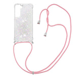 Glitter Quicksand Clear Soft TPU Phone Case with Adjustable Lanyard for Samsung Galaxy S22 5G